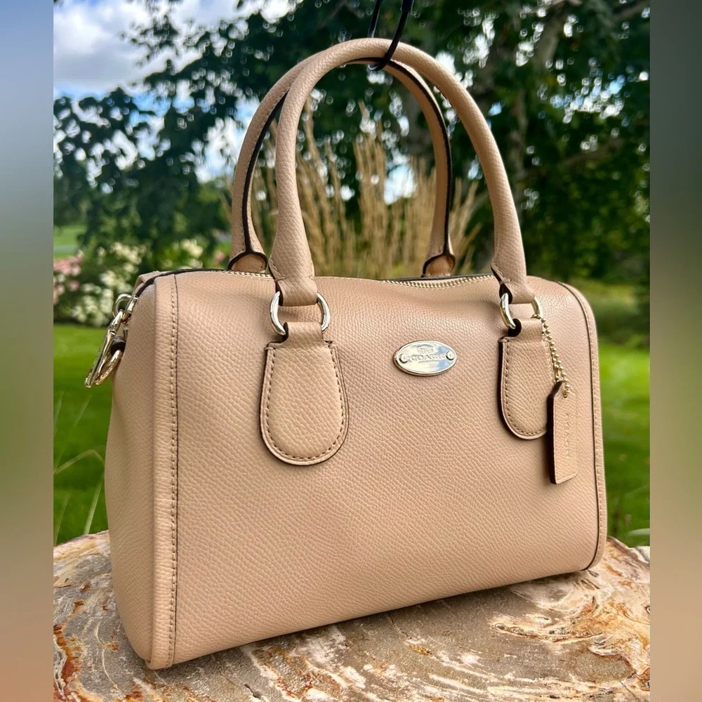 Coach Mini Bennet Sand Crossgrain Leather Satchel F33329 EUC Like New